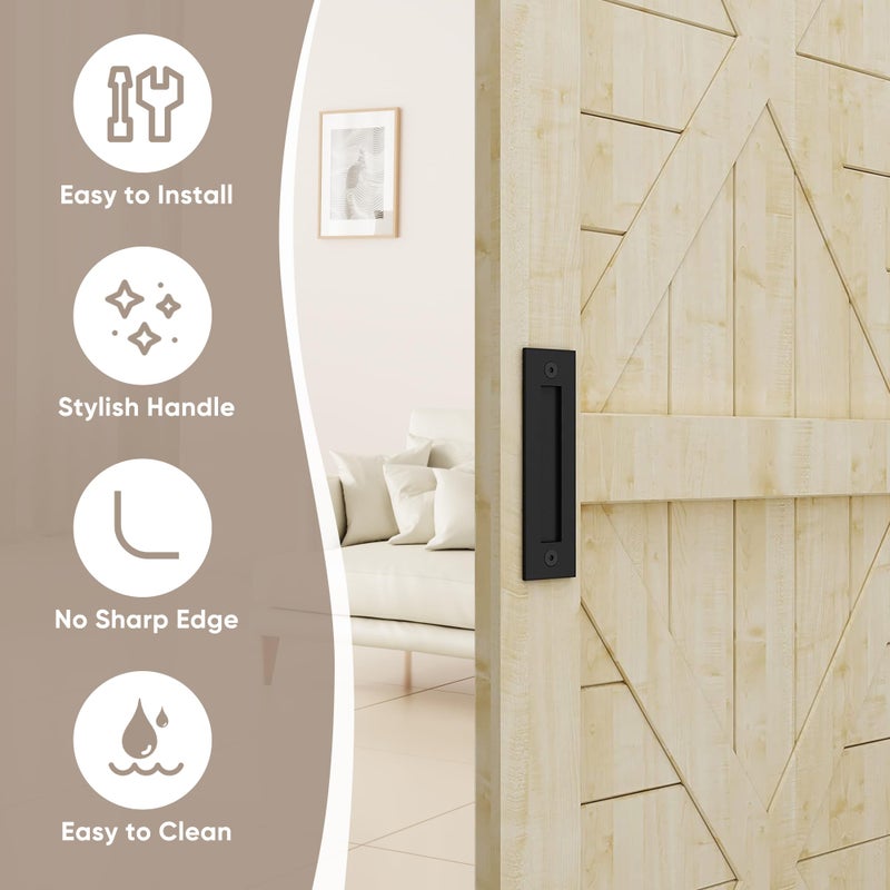 JUBEST 8-3/5'' Sliding Barn Door Handle Modern Simple Finger Flush Pull Handle for Gates Garages Sliding Doors Cabinets Closet and Drawers,Flat Black - Image 2